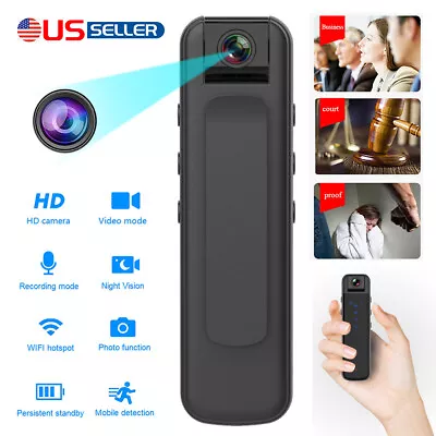 1080P HD Camcorder Mini Police Body Pocket Camera 180° Video DVR IR Night Cam • $29.88