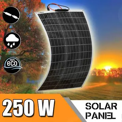 $103.99 • Buy 250W Monocrystalline Flexible Solar Panel Kit 18V Battery Charger Car Camping RV