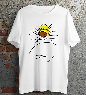 Homer Simpson T Shirt Sleeping Lazy The Simpson Cartoon Gift Top Unisex T Shirt  • £7.99