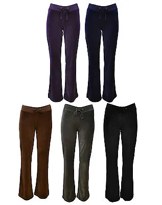 Lady VELOUR Velvet JOGGING Pants Trousers Yoga Gym Relax Black Blue Purple Color • £18