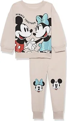 Disney Girls Mickey & Minnie Mouse Fleece Sweatshirt & Jogger Set - Girls 2t-6x • $24.99