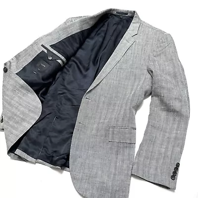 J Crew 46 R Ludlow Slim Fit Herringbone Linen Silk Blazer Jacket Italian • $54