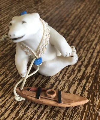 Quarry Critters Second Nature Polar Bear With Kayak Boat Figurine UDC 1997 2 1/2 • $10