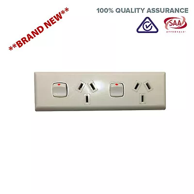 Skirting 10A AMP Double 3 Pin Power Point Outlet Socket GPO Narrow DGPO White • $18.86