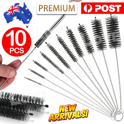$5.65 • Buy 10Pcs/Set Nylon Straw Brush Cleaner Bottle Tube Pipe Small Long Cleaning