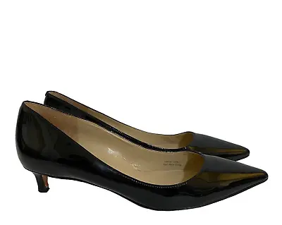 Via Spiga Black Patent Leather Pumps 1.5  Kitten Heels Pointy Pumps Shoes Size 8 • $23