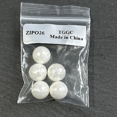 WHITE SHELL PEARL HALF DRILLED FACETED ROUNDS APPROX 10MM (5PCS) Jewellery Maker • £3.95