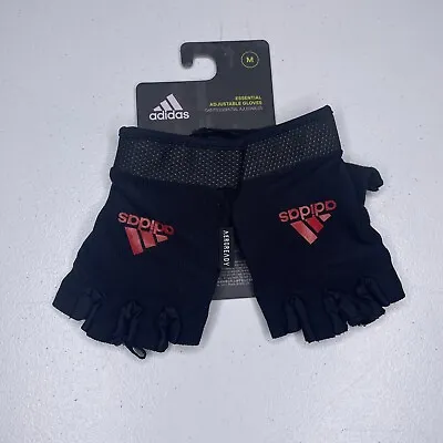 Adidas Aeroready Adjustable Essential Half-Finger Gloves RED Logo Size M Unisex • £8.50