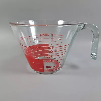 Pyrex 2-Cup Glass Slanted Reverse Read Measuring Cup Red Lettering • $10.79