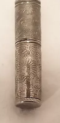 Vintage 1920s Conde' Butterflies & Flowers Engraved Silver Metal Lipstick Tube • $22.99