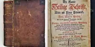 1778 Antique GERMAN BIBLE W Handwritten GOTTSHALL Family GENEALOGY Martin Luther • $395