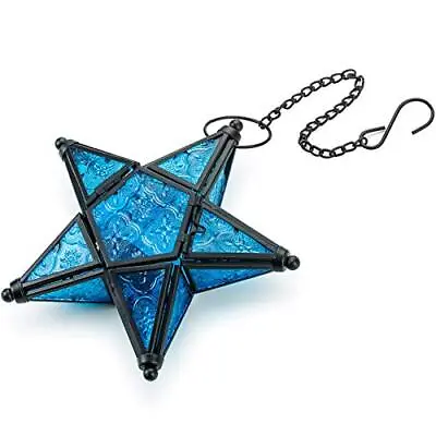 Glass Star Lantern Hanging Ornaments Tea Light Lantern Window Hangings Living Ro • $28.01