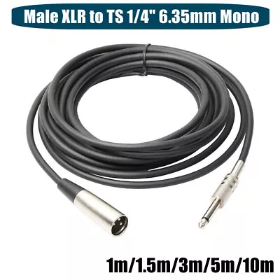 Unbalanced Male XLR To TS 1/4  6.35mm Mono Microphone Cable Lead 1m 3m 5m 10m • $7.99