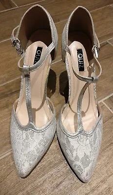 Silver Quiz Occasion/party Shoes Size 6 Great Condition Worn Once 4  Heel • £14.99
