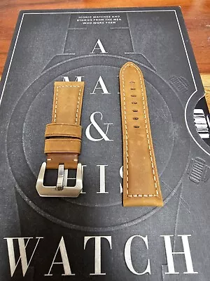 Tan/brown 24mm Leather Wrist Strap Used For Panerai.... • £9.74