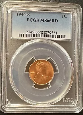 1946-S 1C RD Lincoln Cent PCGS MS66RD • $26