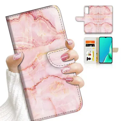 ( For Oppo A57 / A57S ) Wallet Flip Case Cover AJ23667 Pink Marble • $13.99