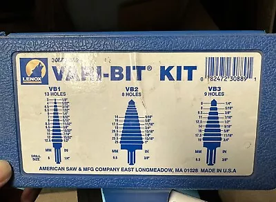 American Saw Mfg Lenox Vari Bit Kit #30/889 3 Pc Set In Case • $82.99