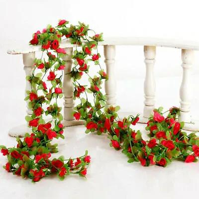7Ft Artificial Flower Rose Fake Hanging Garland Party Wedding Home Garden Décor • £2.99