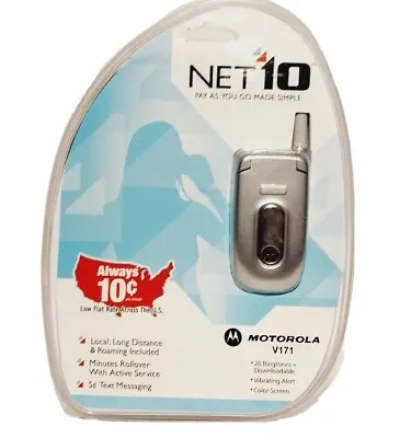 New Sealed Motorola V Series V171 Silver Flip Phone Net 10 • $32.49