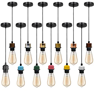 £11.89 • Buy E27 Screw Lamp Bulb Holder Ceiling Rose Light Pendant 1M Cable Fitting