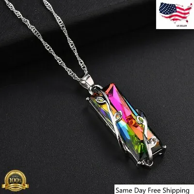 $3.75 • Buy Fashion Silver Plated Amethyst Pendant Necklace Princess Jewelry Lab-Created