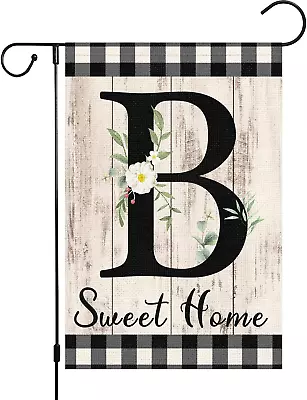 Monogram Letter B Initial Garden Flag 12X18 Double Sided Burlap Small Vertic... • $13.99