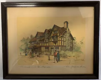 Vintage Watercolour Lithograph Shakespeare Birthplace Stratford On Hoon Marjorie • $74.99