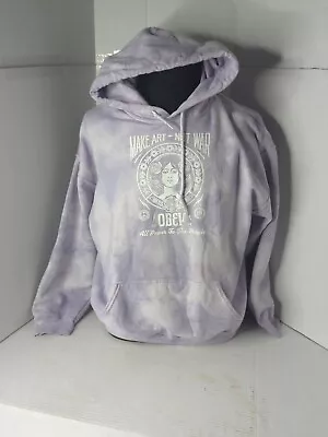 Obey Women Sweatshirt Large Gray Hoodie Logo Make Art Not War Pullover • $24.49