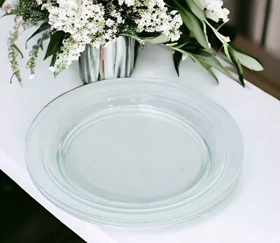 2 Vereco Duralex France LYS No Ring Clear Glass 7 3/8  Dessert Plate Set NEW • $24.89