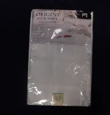 Origins Microfiber Tablecloth  Spill Proof 52 X70   Oblong  White   NEW • $23.50