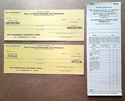  3 Original Vintage W11 Ration Checks Deposit Slip Sugar Processed Foods • $8