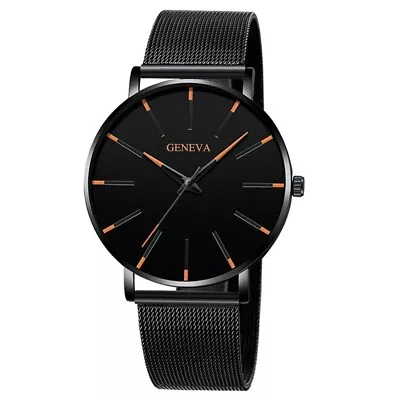 Men's Fashion Ultra Thin Watches Business Stainless Steel Mesh Quartz Watch • $3.09