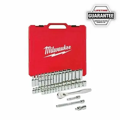 Milwaukee 48-22-9008 3/8  Dr 56pc SAE/Metric Ratchet & Socket Mechanics Tool Set • $104.50