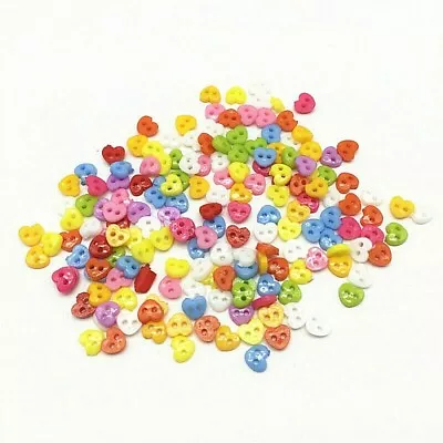 Pkg Of 50 TINY HEART 2-hole Plastic Buttons 1/4  (6mm) Craft (558) • $3.55