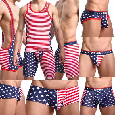 £21.81 • Buy Men's American Flag Shorts Thongs Briefs S-XL USA Star-Spangled Parade TANK TOP