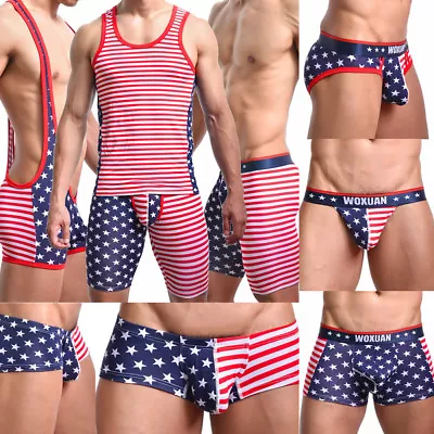 £21.81 • Buy Men's American Flag Shorts Thongs Briefs S-XL USA Star-Spangled Parade TANK TOP