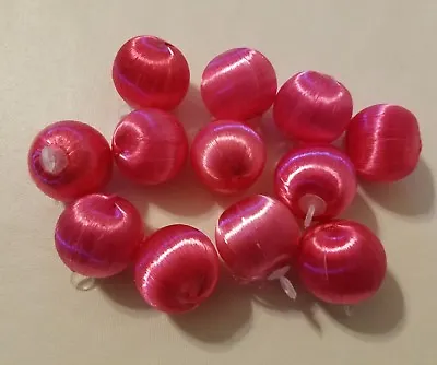 $9.99 • Buy VTG Lot Of 12 Hot Pink Satin Christmas Ball Ornaments Miniature 1  25mm Craft