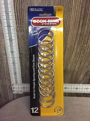 BAZIC Metal Book Rings 1 Inch Silver 12 Per Pack • $7.99