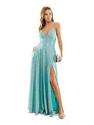 B DARLIN Womens Aqua Crisscross Adjustable Straps Formal Dress Juniors 12 • $10.99