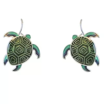 Zarah Zarlite Hawaiian Honu Green Sea Turtle Pierced Earrings Sterl Silver-Plate • $28.99