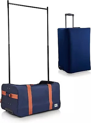 BRÜUN Large Size Duffel Bag Navy Blue Dream Rolling Carrier W/Garment Rack • $229.99