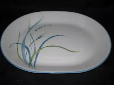 CORELLE COASTAL BREEZE Serving Oval Platter 12 1/4 Sandstone Blue & Green Flower • $20.14
