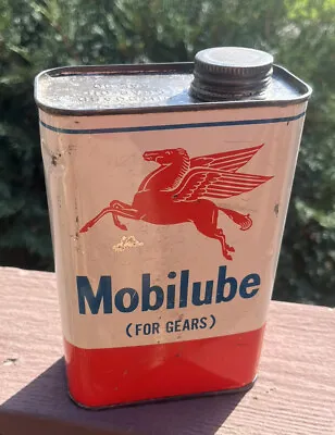 Vintage 1950’s MOBIL MOBILUBE Outboard GEAR OIL CAN GX90 SAE 90 PEGASUS 2 Lb • $34.99