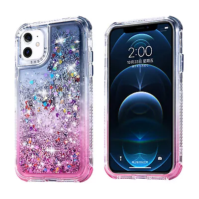 $9.69 • Buy Bling Liquid Glitter Shockproof Case For IPhone 14 13 12 11 Pro Max 8 7 Plus