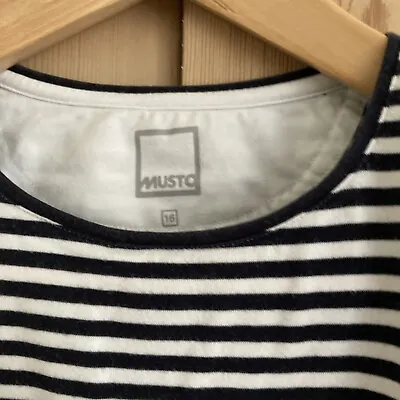 Ladies Musto Navy & White Striped T Shirt  UK Size 12 • £9.99