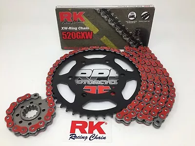 $209.95 • Buy Red 2016-2018 Kawasaki ZX-10R RK GXW 520 Quick Accel Chain And Sprockets Kit