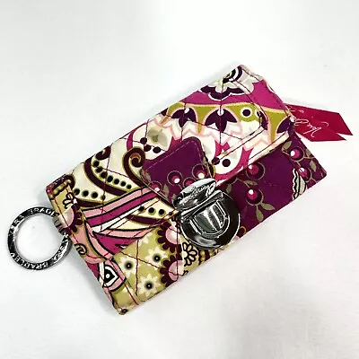 Vera Bradley Quick Swipe ID In Very Berry Paisley Wallet Key Chain Change Purse • $9.99