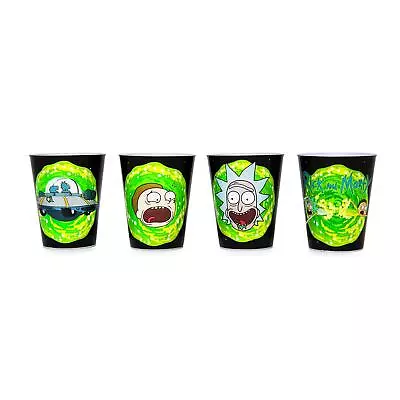 Rick And Morty 1.5-Ounce Plastic Mini Shot Glass Cups | Set Of 4 • $11.99