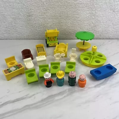 Vtg Fisher Price Little People Mixed Lot People & Furniture School 21 Pieces • $29.95